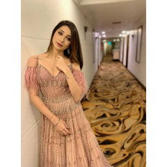 Vrushika Mehta - Dusky Pink Embroidered Gown
