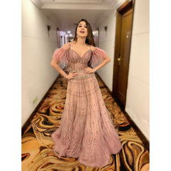 Vrushika Mehta - Dusky Pink Embroidered Gown