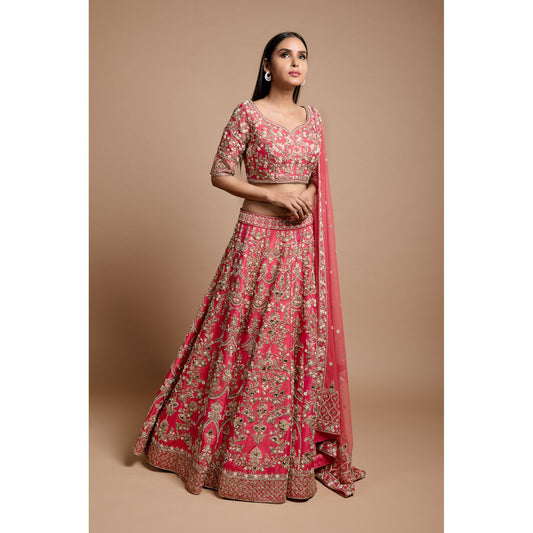 Pink Mughal Lehenga Set