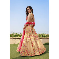 Peach And Coral Mirror Lehenga Set