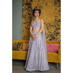 Lilac Mughal Motifs Lehenga Set