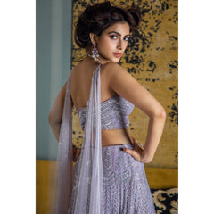 Lilac Mughal Motifs Lehenga Set