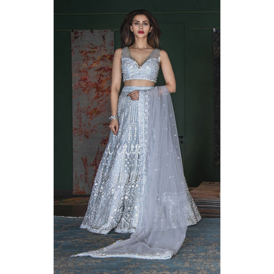 Powder Blue Resham Bagh Lehenga Set