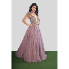 Lilac Plunge Gown With Cape