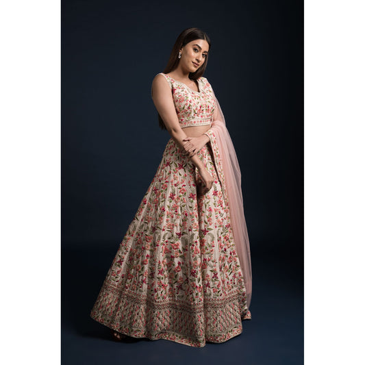 Blush Floral Lehenga Set