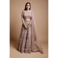 Mauve Grey Palatial Lehenga Set