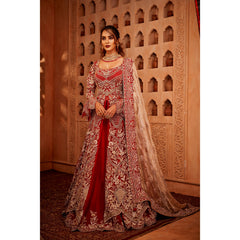Deep Red And Gold Mughal Flared Anarkali Lehenga