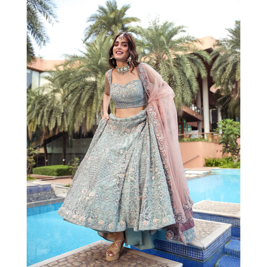 Mint Nouveau Pastel Lehenga Set