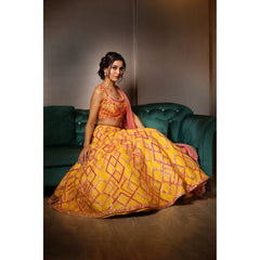 Sunshine Yellow Multi-Colored Lehenga Set