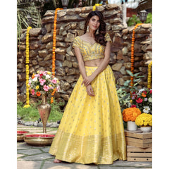 Poppy Yellow Banarasi Lehenga Set