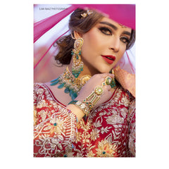 Crimson Red Peplum Mughal Lehenga Set