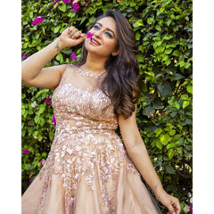 Mahi Vij - Nude Grey Ombre Princess Gown