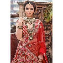Shrenu Parikh - Crimson Red Bridal Lehenga Set