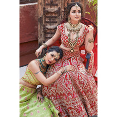 Shrenu Parikh - Crimson Red Bridal Lehenga Set
