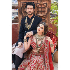 Shrenu Parikh - Crimson Red Bridal Lehenga Set