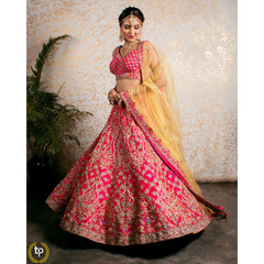 Fuchsia Pink Archaic Lehenga Set
