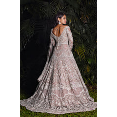 Oyster Grey Persian Anarkali Lehenga Set