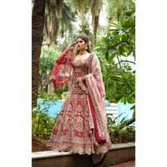 Red Peplum Persian Lehenga Set
