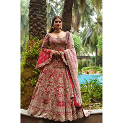 Red Peplum Persian Lehenga Set