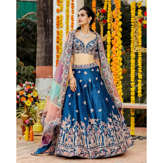 Sea Blue Nature Lehenga Set