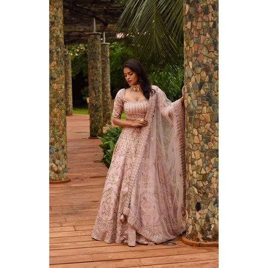 Old Rose Pink Lehenga Set
