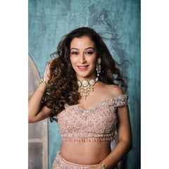 Sunayna Fozdar - Pastel Peach Floral  Lehenga Set