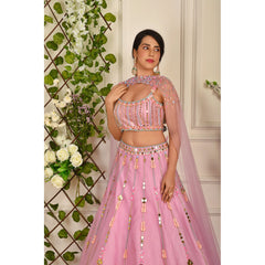 Lilac Pink Beaded Lehenga Set
