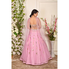 Lilac Pink Beaded Lehenga Set