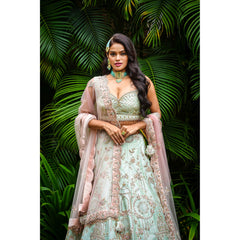 Mint Mughal Lehenga Set