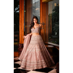 Mauve Studded Geometric Lehenga Set