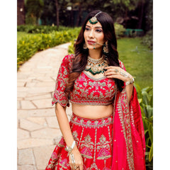 Crimson Palatial Mughal Lehenga Set