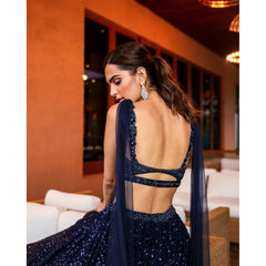 Bharti Jaisingh - Navy Sequinned Cocktail Lehenga Set