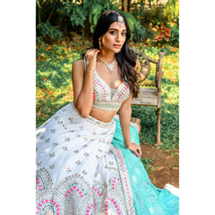 Ivory Pastel Mirrorwork Lehenga Set