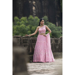 Blush Pink Classy One Shoulder Lehenga
