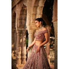 Maroon Velvet Lehenga