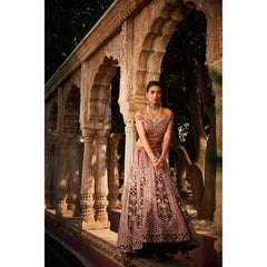 Maroon Velvet Lehenga