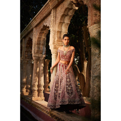 Maroon Velvet Lehenga