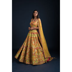 Lime Floral Lehenga Set