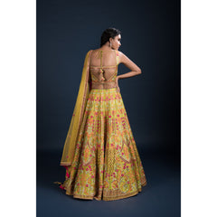 Lime Floral Lehenga Set