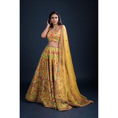 Lime Floral Lehenga Set