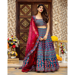 Persian Blue Multicolor Lehenga Set