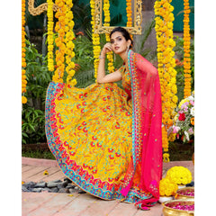 Mustard Multicolored Resham Lehenga Set