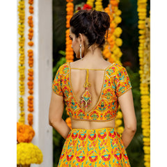 Mustard Multicolored Resham Lehenga Set