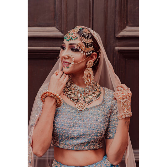 Cobalt Blue Scallop Lehenga Set