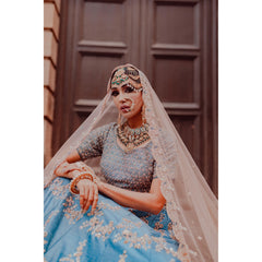 Cobalt Blue Scallop Lehenga Set