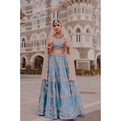 Cobalt Blue Scallop Lehenga Set