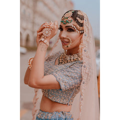 Cobalt Blue Scallop Lehenga Set