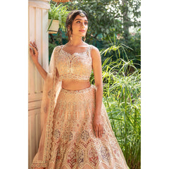 Beige Gold Palatial Lehenga Set