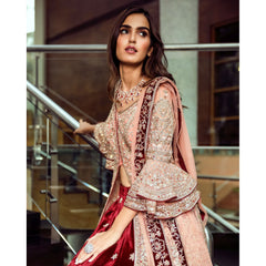 Peach And Maroon Anarkali Lehenga