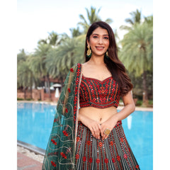 Deep Forest Mirrorwork Lehenga Set